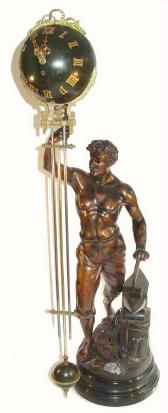 C.1890, French, Large Male Figure Swing Clock (Industry) in excellent original condition. — Antique Clocks Price Guide