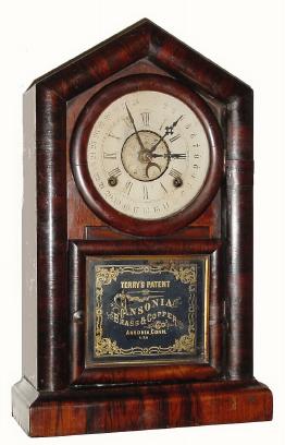 C.1870, Ansonia Brass and Copper Co., 8-day time and strike, calendar shelf clock. — Antique Clocks Price Guide