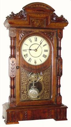 C.1885, Seth Thomas Clock Co., "Hecla", 8-day time and quarter strike mantel clock, in generally good condition. — Antique Clocks Price Guide