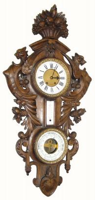 C.1890, French, Flouet, Paris, Carved Clock and Barometer combination, in good condition. — Antique Clocks Price Guide