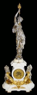 C.1875, French, Farcot, Conical Pendulum Mantel clock SET, — Antique Clocks Price Guide