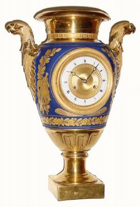 C.1810, French, Gilt Porcelain Urn clock, with damage, but still very nice and worthy of attention. — Antique Clocks Price Guide