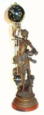 C.1890, French, Bronzed Spelter Swinging Mystery timepiece, "Queen of the Floods" in very good original condition. — Antique Clocks Price Guide