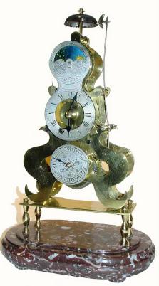 C.1965, Skeleton Clock and Calendar, European reproduction in excellent quality. — Antique Clocks Price Guide