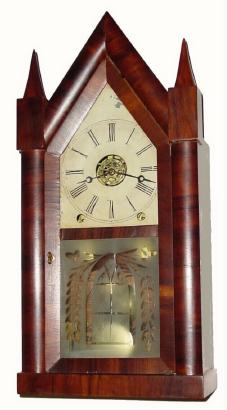 C.1850, Benjamin Frost, Reading Mass, overpaste on Brewster and Ingraham 8-day steeple clock — Antique Clocks Price Guide