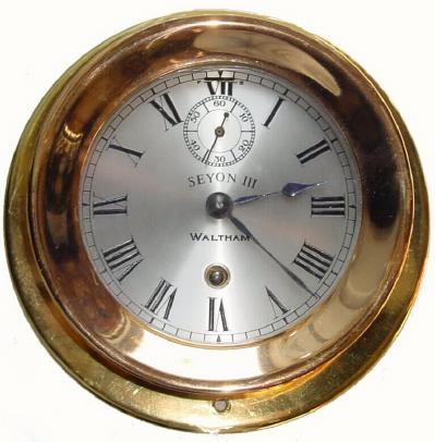 C.1920, Waltham Clock Co., for boat "Seyon III", 8-day engine room or ward room timepiece. — Antique Clocks Price Guide