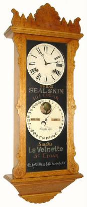 C.1890, Ithaca Calendar Clock Co., "Index, Advertising", 8-day time and strike, — Antique Clocks Price Guide