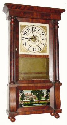 C.1840, Forestville Mfg. Co., Bristol, CT, 8-day weight-driven "column and cornice" shelf clock. — Antique Clocks Price Guide