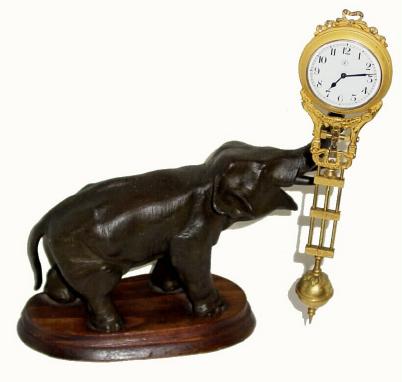 C.1910, German, Junghans, Elephant, 30-hour "swinging arm" timepiece in very good condition. — Antique Clocks Price Guide