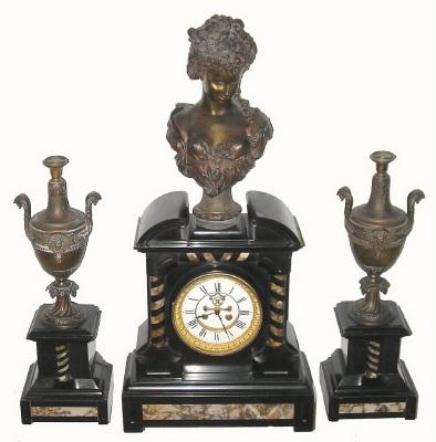 C.1890, French, Large Figural 3-Piece set. — Antique Clocks Price Guide