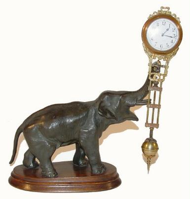 C.1910, German, Junghans, Elephant, 30-hour "swinging arm" timepiece in very good original condition. — Antique Clocks Price Guide