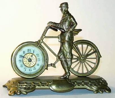 C.1900, English, British United Clock Co., BICYCLE novelty clock in good condition. — Antique Clocks Price Guide