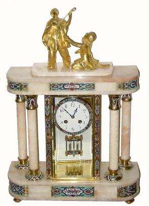 C.1890, French, Exacta, Crystal regulator with cloisonne panels inset in the onyx, in the Art Deco Style, — Antique Clocks Price Guide
