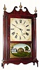 C.1828, Wadsworths, Lounsbury and Turners, Litchfield, Conn. 30-hour time/strike wood movement pillar and scroll shelf clock,