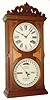 C.1880, Ithaca Calendar Clock Co., "No. 10 Farmer's", 8-day double dial calendar shelf clock, striking, with restorations.