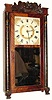 C.1830, E. Terry and Sons, Plymouth, Conn., 8-day time/strike wood movement half column and carved splat shelf clock.