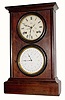 C.1865, L.F and W.W. Carter, Bristol, Conn. 8-day time/strike double dial calendar shelf clock in very good original condition.