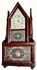 C.1845, Birge and Fuller, with overpaste of , Wm Markham, Savannah, Georgia, double candle stick wagon spring shelf clock, 8-day.