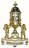 C.1875, French, Ormolu and White Marble Temple motif clock with revolving annular dials,