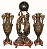 C.1890, French, 3-Piece Figural Set, bronzed spelter and in good original condition.
