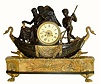 C.1860, French, Bronze and Marble Figural clock of Love and Time.