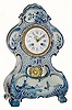 C.1895, Japy Freres and Cie, 8-day time/strike blue and white porcelain mantel clock,
