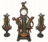 C.1890, French, Bronzed Spelter Mantel Set, VICTORY, in excellent original condition.