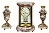 C.1900, French, 8-day time and strike crystal regulator with garnitures (3-piece).
