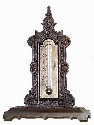 C.1890, C.S. Wilder, Peterboro, NH bronze desk thermometer. — Antique Clocks Price Guide
