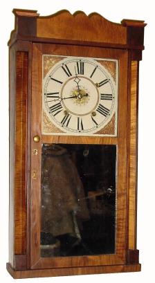 C.1838, David Dutton, Mont Vernon, NH, 30-hour time/strike/alarm wood movement column and splat shelf clock. — Antique Clocks Price Guide