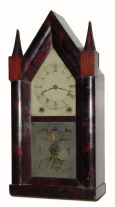 C.1850, Chauncey Jerome, New Haven, CT, 8-day steeple clock. This clock has an excellent original painted dial, great hands and acid etched tablet. — Antique Clocks Price Guide