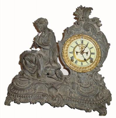 C.1900, Ansonia, SIREN, as-found with most of her finish worn off, in good as-found condition. — Antique Clocks Price Guide