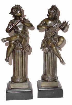 C.1904, Ansonia, Set of Garniture Statues, the CUPIDS ,(No.1155) in very good original condition. — Antique Clocks Price Guide