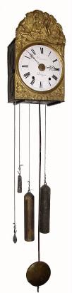 C.1865, French, Morbier, 3-Weight, Prayer repeat with alarm (weight driven alarm), and in very good original condition, with folding pendulum. — Antique Clocks Price Guide