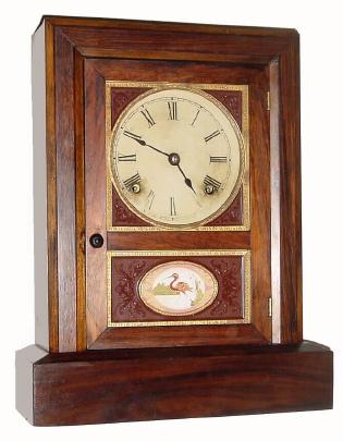 C.1870, Jerome and Co., (New Haven), Cottage Clock with thermo-plastic and gilt insets. — Antique Clocks Price Guide