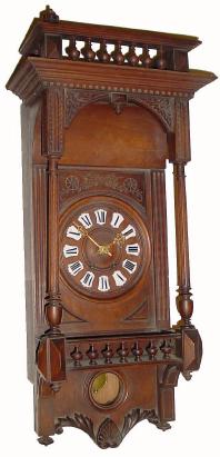 C.1895, French Walnut Wall clock in an unusual design, — Antique Clocks Price Guide