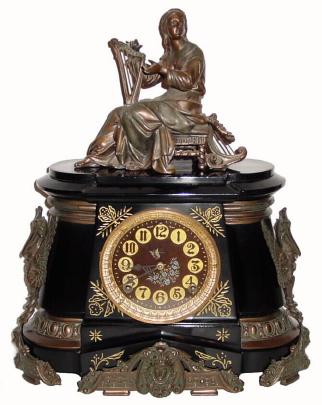 C.1894, Ansonia POMPEII and No 1008 Harpist, in good condition. — Antique Clocks Price Guide