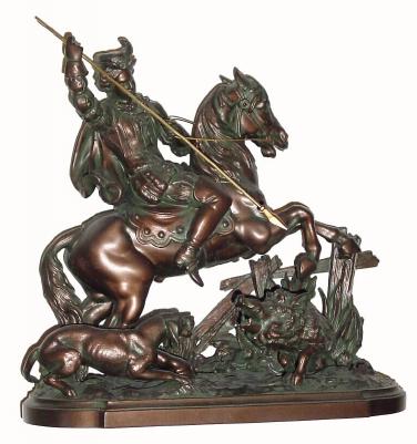 C.1900, Ansonia Clock Co., Top Decoration, the Boar Hunter, in excellent restored condition. — Antique Clocks Price Guide