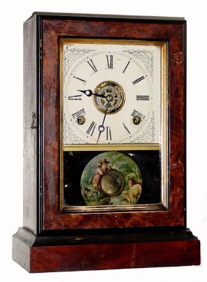 C.1880, E. Ingraham and Co., ARGAND, 8-Day time and strike with alarm, and in excellent original condition. — Antique Clocks Price Guide