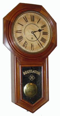 C.1905, Ansonia Clock Co., "Regulator A", in walnut and very good restored condition. — Antique Clocks Price Guide