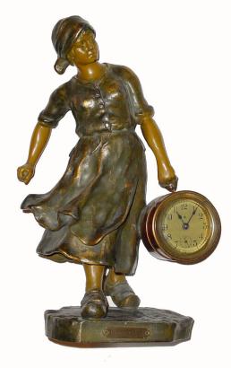 C.1914, Ansonia Clock Co., BUENOS DIAS, 8-Day figural clock in good original condition. — Antique Clocks Price Guide