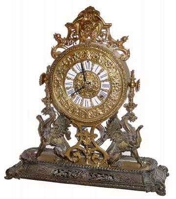 C.1886, Ansonia Clock Co., RENAISSANCE, in generally good condition, except pendulum is lacking. — Antique Clocks Price Guide