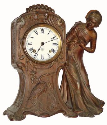 C.1900, Ansonia Clock Co., cast metal mantel clock. — Antique Clocks Price Guide