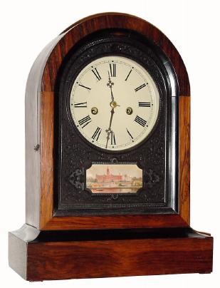 C.1870, Jerome and Co. (New Haven), 1-Day, Round Gothic shelf clock in good condition. — Antique Clocks Price Guide