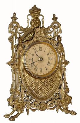 C.1870, Ansonia, Cast Brass Strut time and calendar in good original condition. — Antique Clocks Price Guide