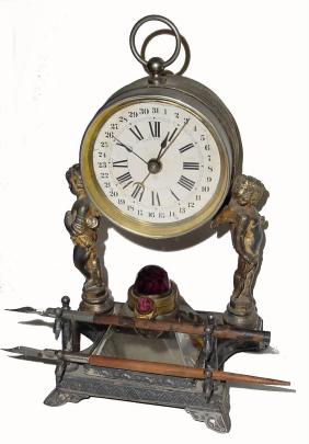 C.1885, Ansonia, GEM INK, time and calendar desk clock in very good condition. — Antique Clocks Price Guide