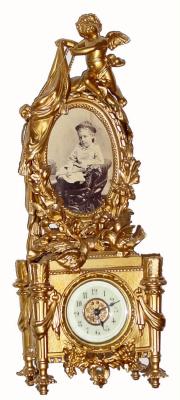 C.1900, Ansonia, PHOTO, made to house a ladies favorite Victorian photograph. — Antique Clocks Price Guide