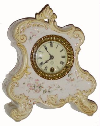 C.1895, Ansonia, "Porcelain H", 8-Day time only mantel clock in good original condition. — Antique Clocks Price Guide