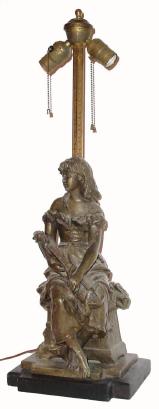 C.1900, French, Spelter Statue MIGNON, made into a lamp a little later. — Antique Clocks Price Guide