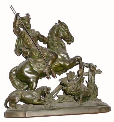 C.1905, Ansonia, Boar Hunter, clock top garniture in good original condition — Antique Clocks Price Guide
